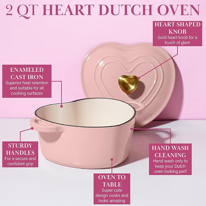 Paris Hilton Enameled Cast Iron Dutch Oven Heart-Shaped Pot - Image 6