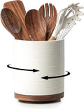 Utensil Holder, 360° Rotating Extra Large Ceramic Kitchen Utensil Holder by MIKIGEY