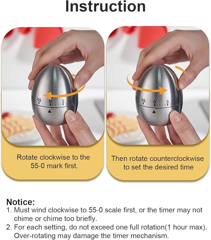 Kitchen Timer for Cooking, 60 Minutes Mechanical Timer - Image 7