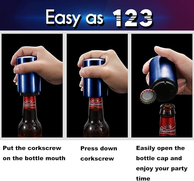 Stocking Stuffers Gift for Dad Mom, YUDANSI Push Down Bottle Opener, Automatic - Image 3