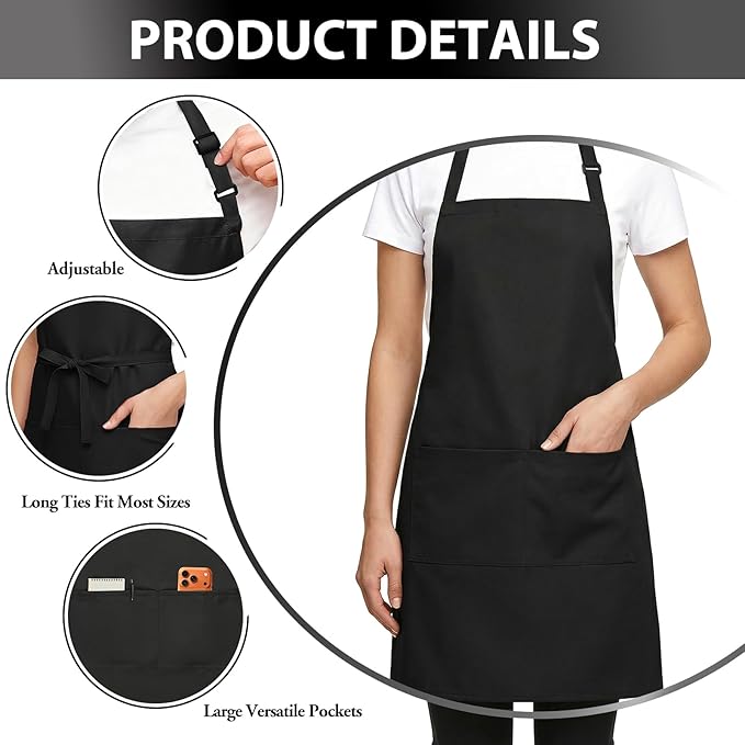 BOHARERS 2 Pack Cooking Kitchen Aprons - Image 2