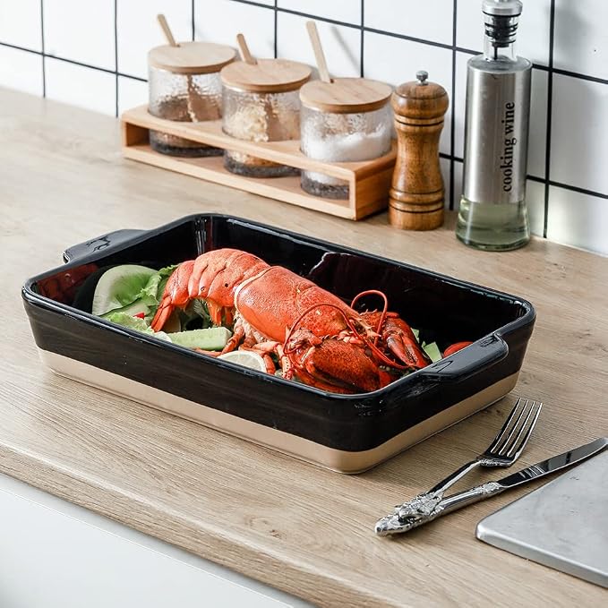 HVH Baking Dish Set, 9x13 Baking Dish, Ceramic Lasagne Pan Deep, Large - Image 3