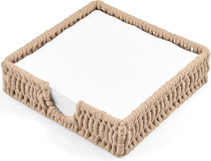 Napkin Holder for Table, Woven Cotton Rope Napkin Holders For Paper Napkins by Unknown