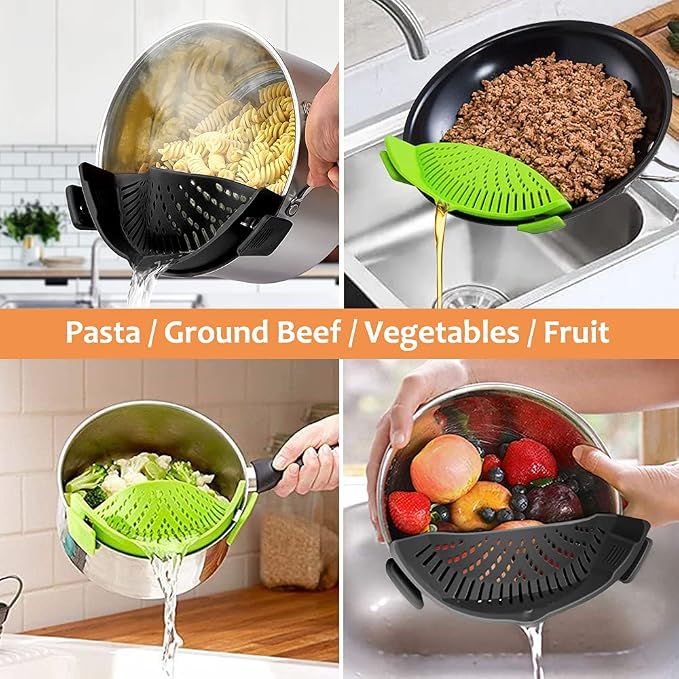 YEVIOR Clip on Strainer for Pots Pan Pasta Strainer, Silicone Food Strainer - Image 5