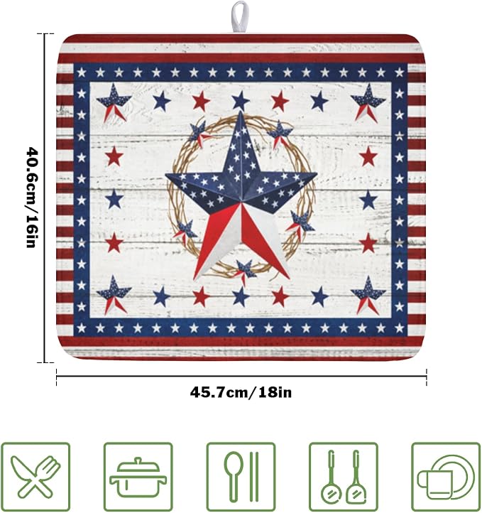 4th of July Patriotic Dish Drying Mat - Image 2