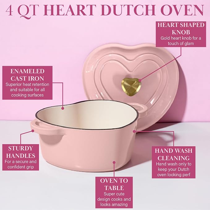 Paris Hilton Enameled Cast Iron Dutch Oven Heart-Shaped Pot - Image 7