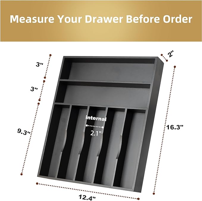 Besilord Silverware Organizer Kitchen Drawer Organizer Utensil Organizer Bamboo - Image 2