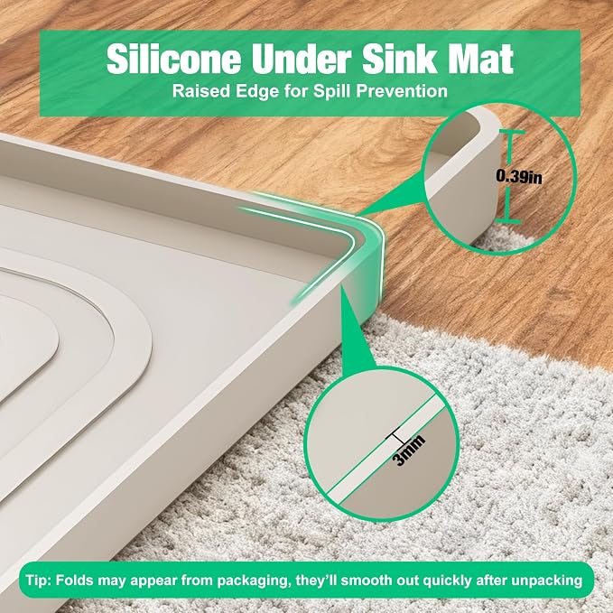 Aisslro Under Sink Mat 34" X 22", Waterproof Silicone Cabinet Organizer - Image 5
