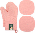 4 Pieces Oven Mitts of Macaron Color Thickened Non-Slip Silicone Kitchen Gloves by M+MIAOYAN