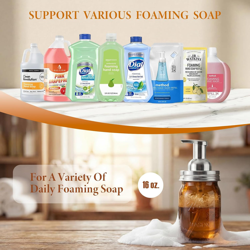 Amolliar Plastic Mason Jar Foaming Soap Dispenser Pump Lid
