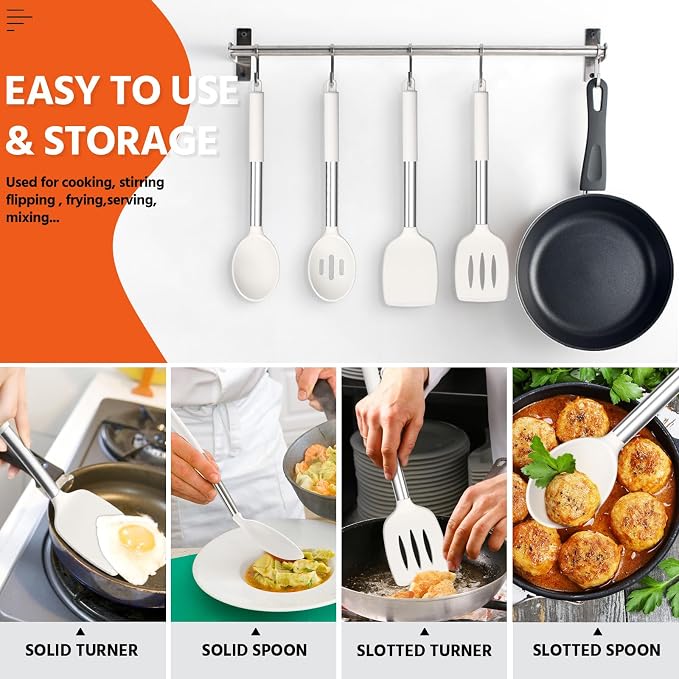 E-far Cooking Utensils Set of 4, Silicone Kitchen Utensils - Image 6