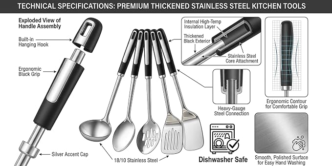 Stainless Steel Cooking Spoons Set, Large Serving Spoons Stainless Steel - Image 8
