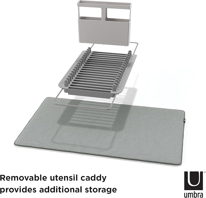 Umbra Udry Dish Rack and Microfiber Drying Mat – Space-Saving Design Folds Up - Image 5