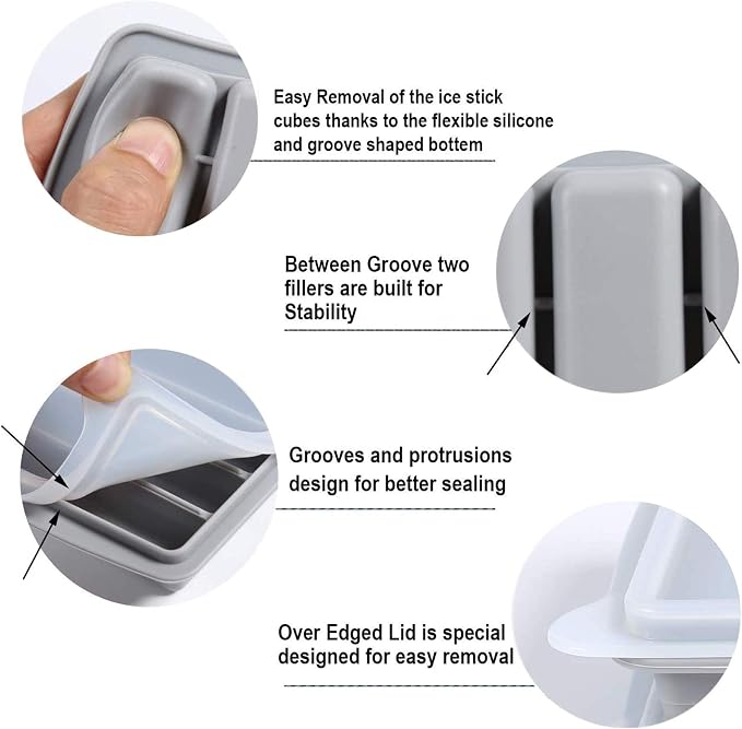 LessMo 2 PCS Ice Cube Tray, Long Ice Stick Tray Silicone - Image 4