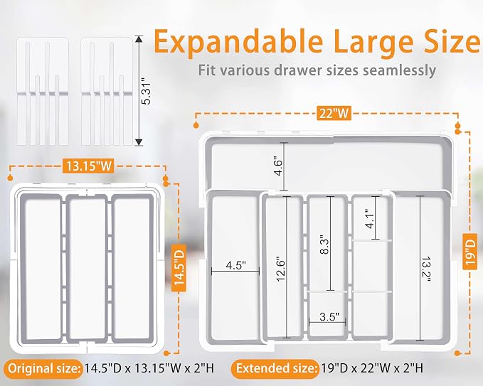 Homecor Kitchen Drawer Organizer Large Expandable Silverware Organizer - Image 2