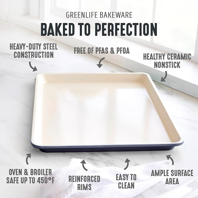 GreenLife Bakeware 18” x 13” Half Cookie Sheet Baking Pan, Non-Toxic PFAS-Free - Image 3