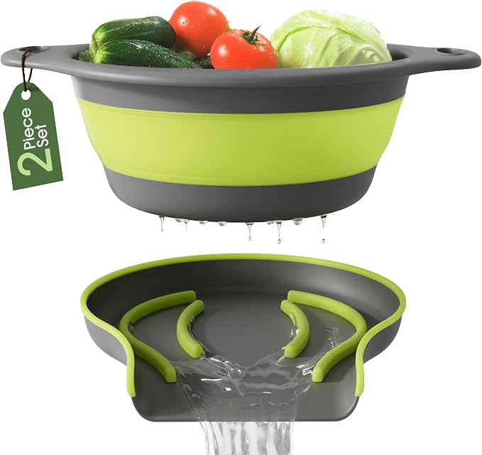 Gevoli Large Collapsible Colander - 5Qt Side Drain Food Strainer by Gevoli