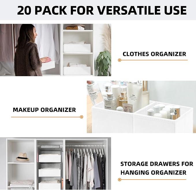 【FAMILY PACK】Drawer Organizer Clothes, 20 Pack Dresser Organizer Bins - Image 4
