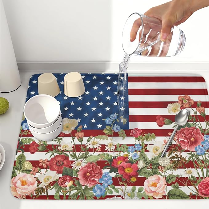 4th of July Dish Drying Mat 24x18 Inch, Patriotic Drying Mat - Image 6