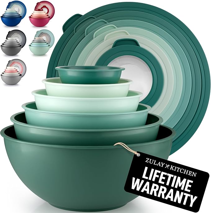 Zulay Kitchen 12-Piece Plastic Mixing Bowl Set by ZulayKitchen