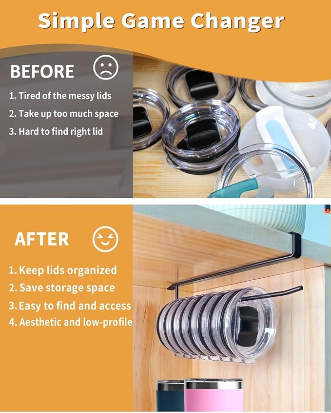 Tumbler Lid Organizer, Space-Saving Yeti Lid Organizer Inside Cabinet, Fit - Image 8