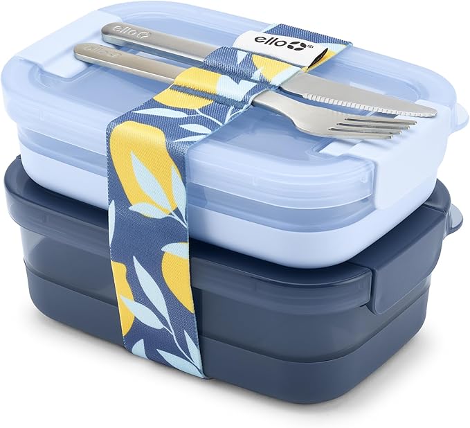 Ello 2-Pack Lunch Stack Plastic Food Storage Container Bento Box by Ello