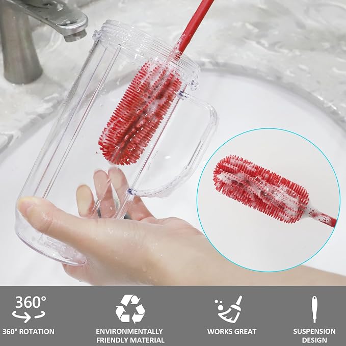 15.7" Silicone Bottle Brush, ddLUCK Water Bottle Cleaner Brush - Image 4