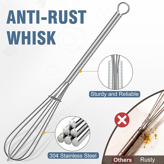 Walfos Mini Whisk, 304 Anti-Rust Small whisk, Sturdy Stainless Steel Wire Tiny - Image 2