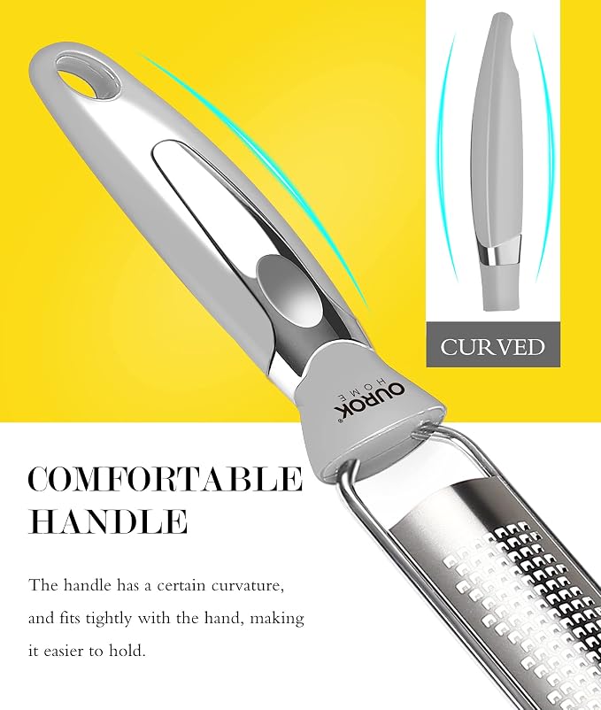 Ourokhome Kitchen Lemon Zester, Stainless Steel Hand Held Parmesan Cheese Grater - Image 2