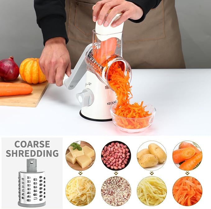 Cambom Rotary Cheese Grater Hand Crank Cheese Shredder - Image 3