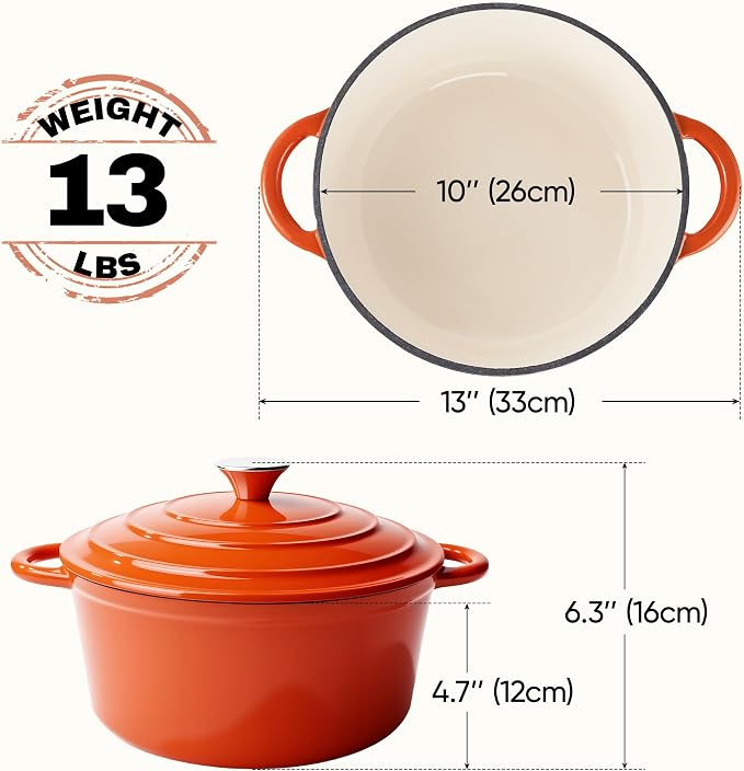 6 Quart Dutch Oven Pot with Lid, Non Stick Enameled Cast Iron Dutch Oven - Image 4