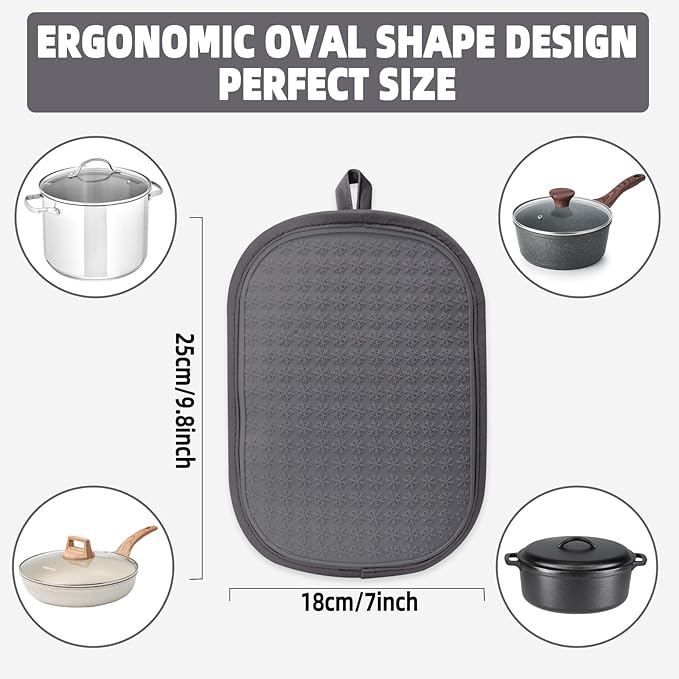 Hovico 2PCS Silicone Pot Holders, Oven Mitts Heat Resistant Hot Pads - Image 2