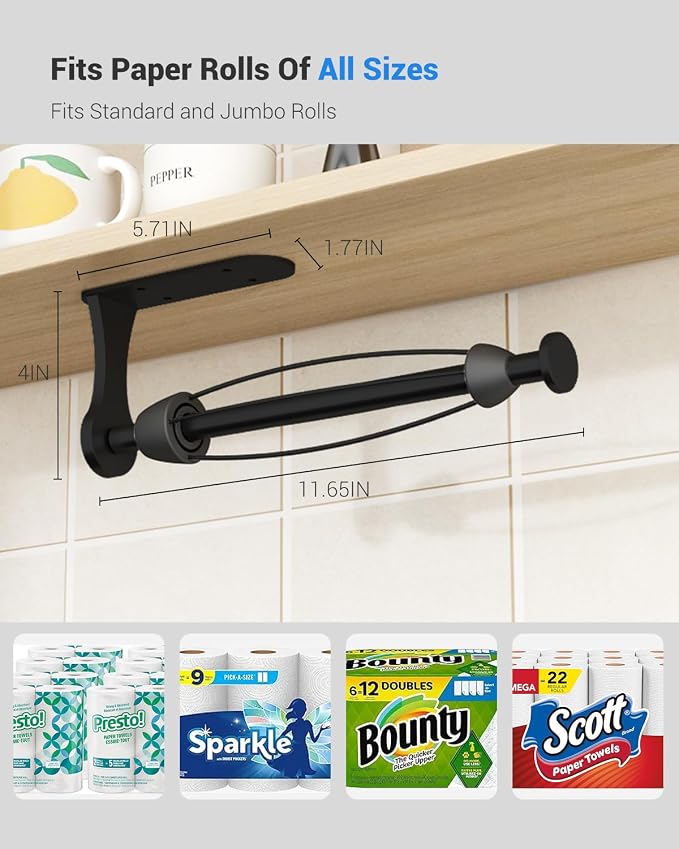 Paper Towel Holder Under Cabinet, One-Handed Tear, Wall Mount, Paper Roll Holder - Image 4