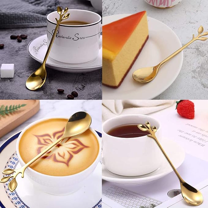 AnSaw Elegant Gold Leaf Coffee Spoons - Image 8