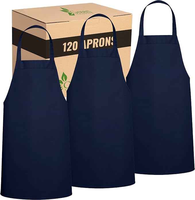 GREEN LIFESTYLE 120 Pack Professional Chef Apron– Grilling Aprons by GreenLifeStyle