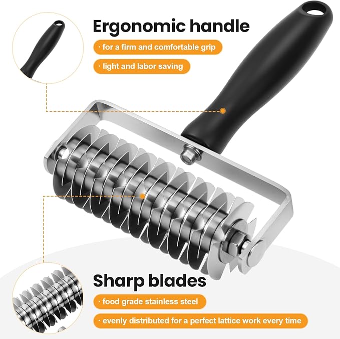 Ecavria Pastry Lattice Roller Cutter, Premium Stainless Steel Lattice Dough - Image 5