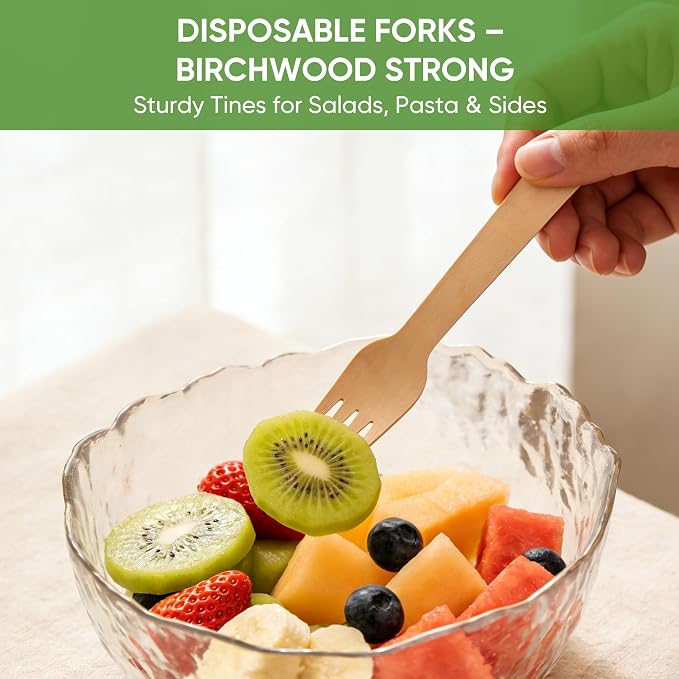 Disposable Wooden Utensils Set, Compostable Utensils, Disposable Cutlery - Image 5