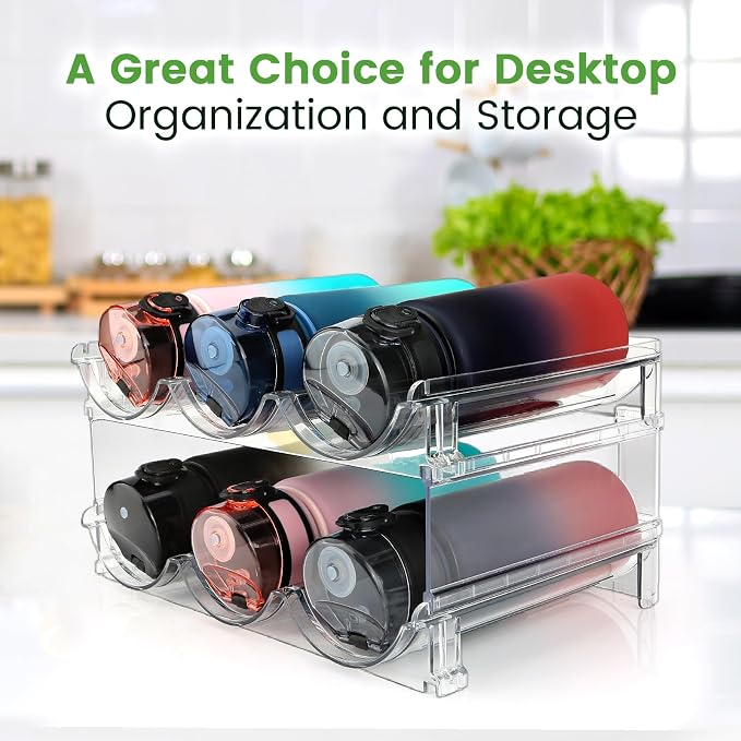 spospo Water Bottle Organizer for Cabinet, 4 Pack Water Bottle Organization and - Image 5
