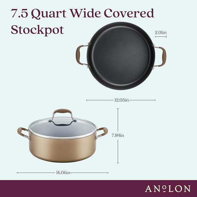 Anolon Advanced Home Hard-Anodized Nonstick Wide Stock Pot/Stockpot - Image 2