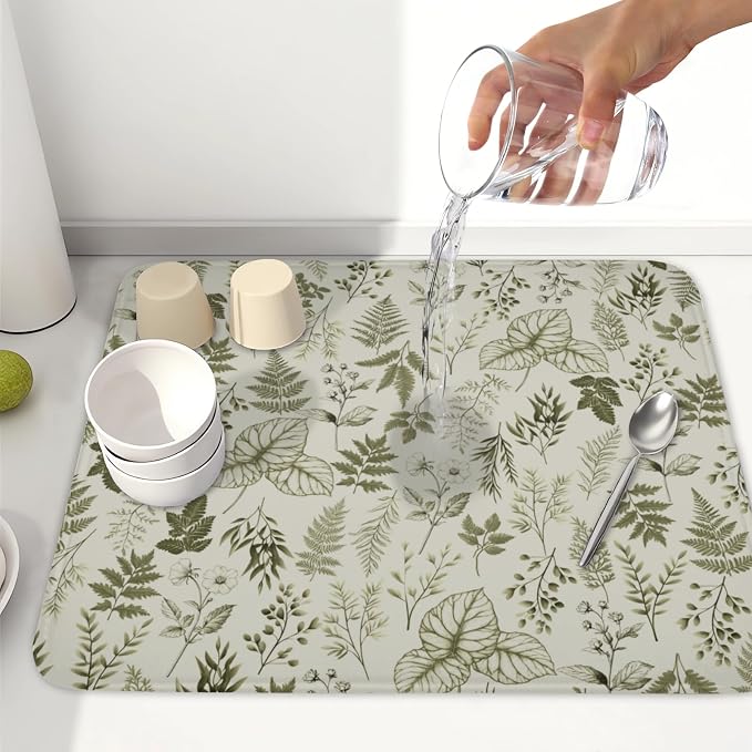 Vintage Botanical Floral Dish Drying Mat - Image 6