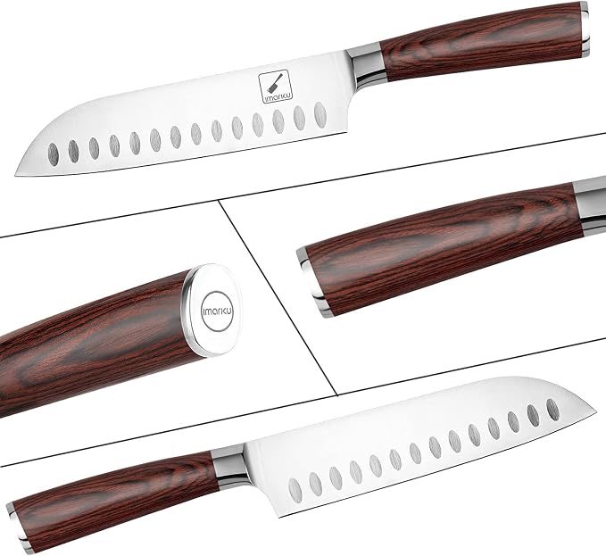 imarku Santoku Knife 7 inch Kitchen Knife Ultra Sharp Asian Knife Japanese Chef - Image 4