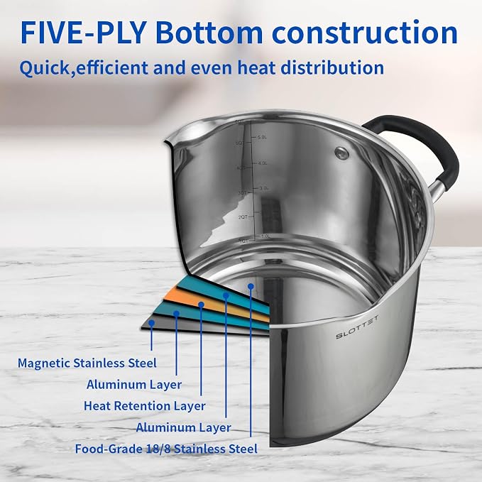 SLOTTET 6 Quart Stainless Steel Stock Pot - Image 3