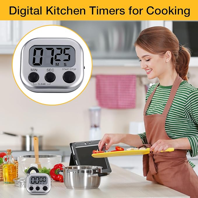 Leumoi 24 Pcs Digital Kitchen Timers Magnetic Back Timers Bulk Large Screen - Image 4