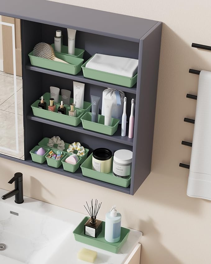 BiuLeon 25 PCS Plastic Drawer Organizers Set, 4-Sizes Vanity and Makeup - Image 6