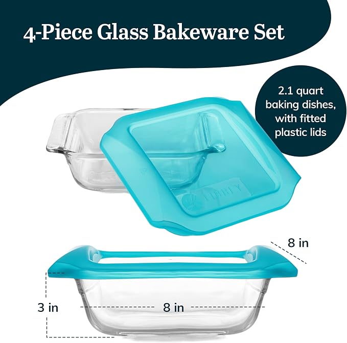 Libbey Baker’s Premium 2 Piece Glass Baking Dish Set, Stackable Casserole Dish - Image 3