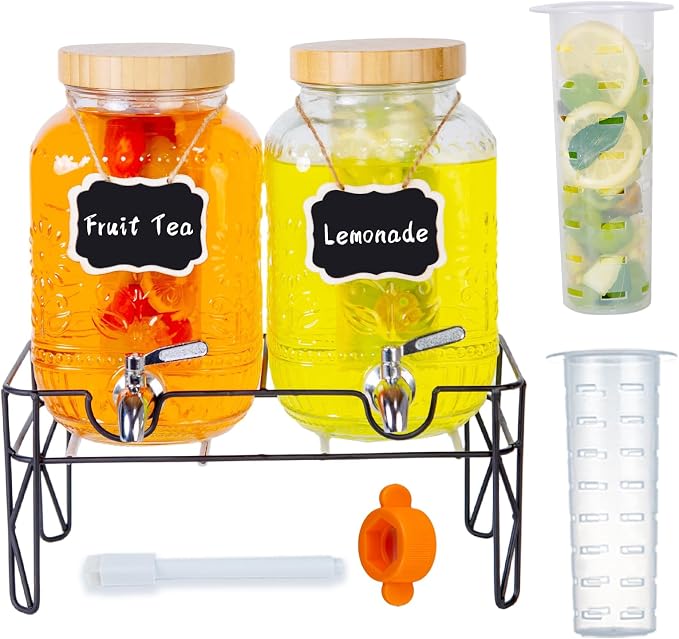 2-Pack1Gallon Glass Drink Dispensers by Tastefashionenjoylife