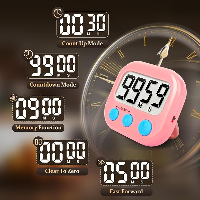 6 Pack Digital Kitchen Timer Small Classroom Timers - Image 6