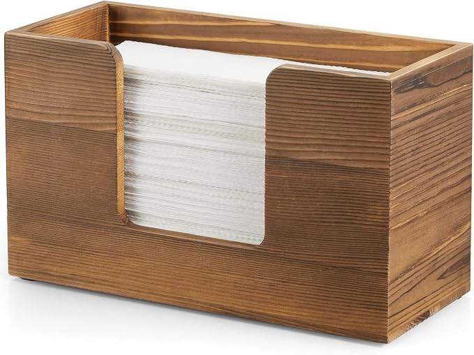 Paper Towel Dispenser Countertop, Burnt Wood Bathroom Paper Towel Holder by Bivvclaz
