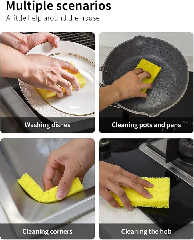 Cellulose Sponges, Heavy Duty Scrub Kitchen Sponge, Clean Tough Messes Without - Image 8