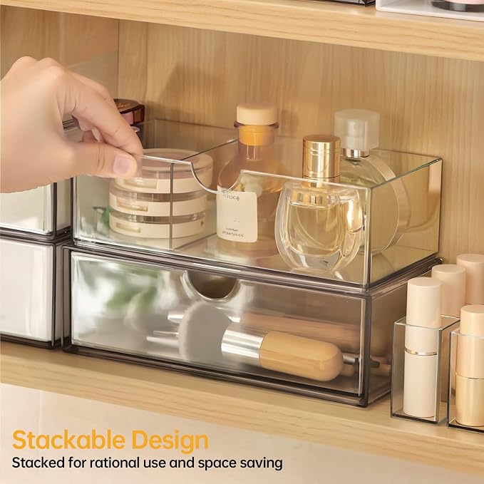 PAVSTINE Medicine Cabinet Organizer 2 Pack, Stackable Storage Drawers - Image 5